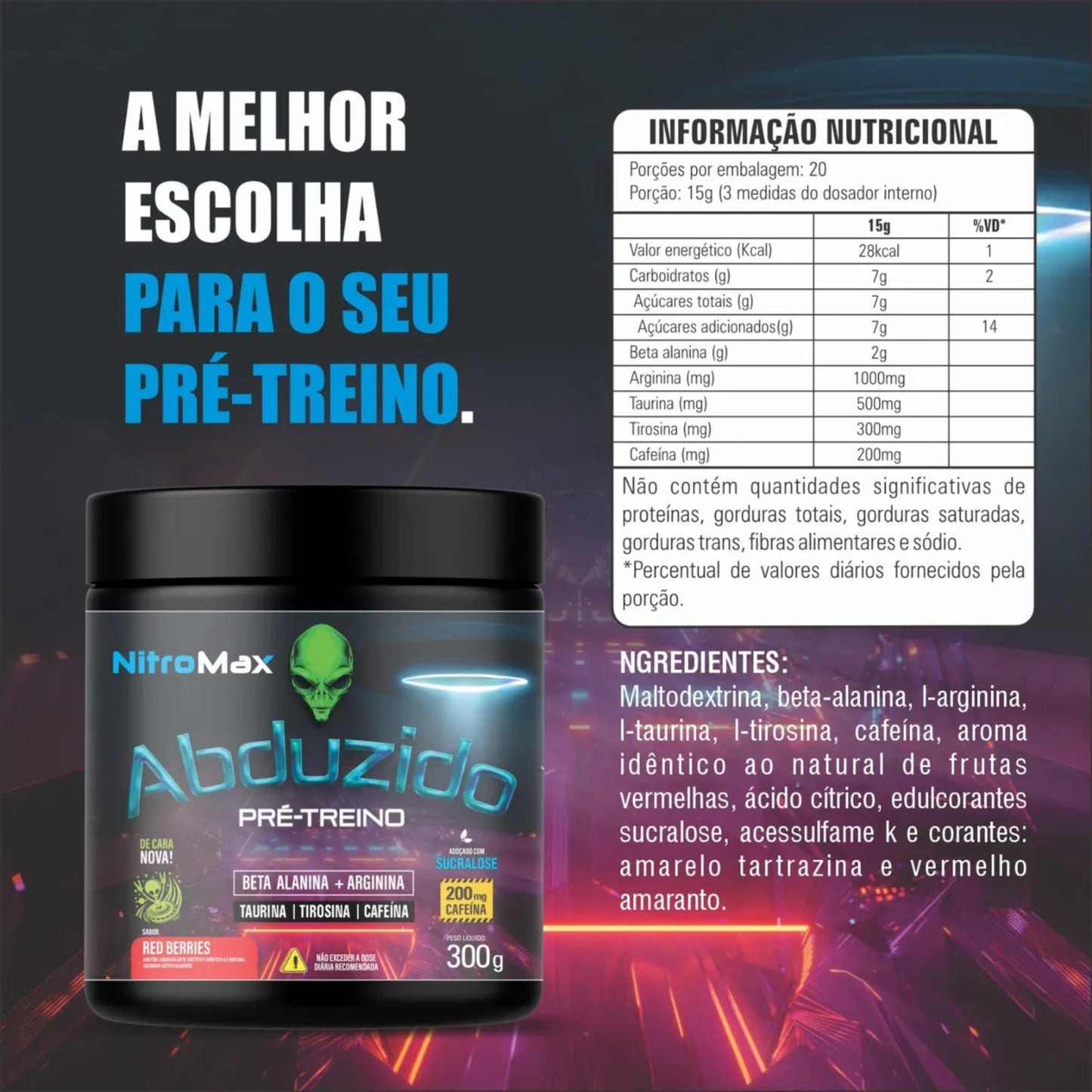 Pre Treino Abduzido 300g - Nitromax