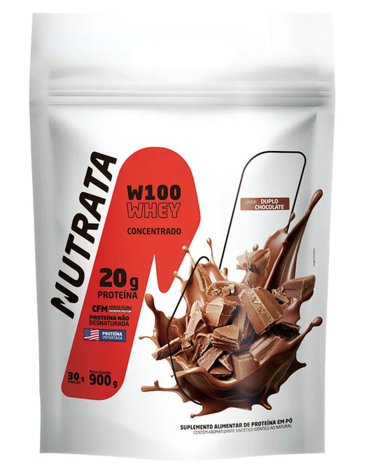 Nutrata W100 Whey Concentrado 900g refil - Double Chocolate