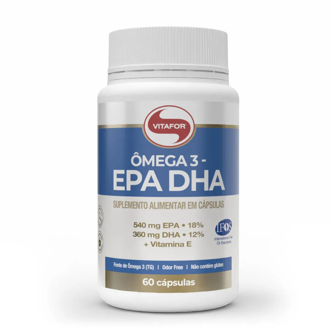 Ômega 3 EPA DHA: Ômega 3 + Vitamina E 60 Cápsulas