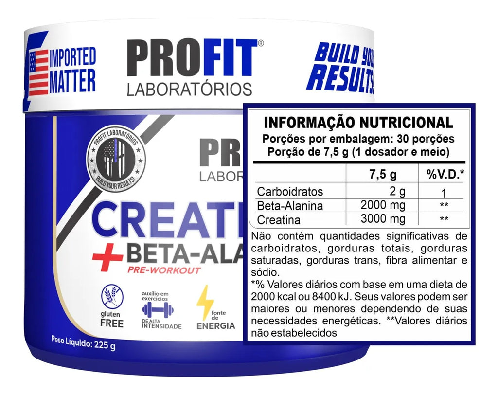 Creatina + Beta Alanina - Pote 225g - Profit Sabor Natural