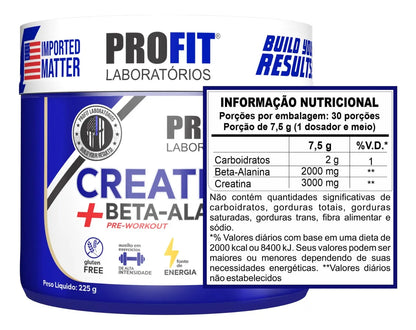 Creatina + Beta Alanina - Pote 225g - Profit Sabor Natural