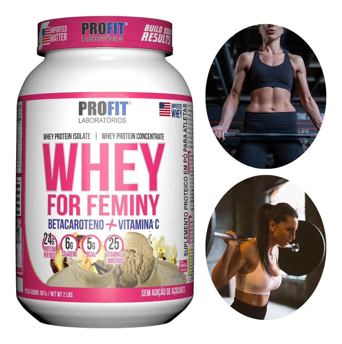 Whey For Feminy 907g - Profit - Sabor Baunilha