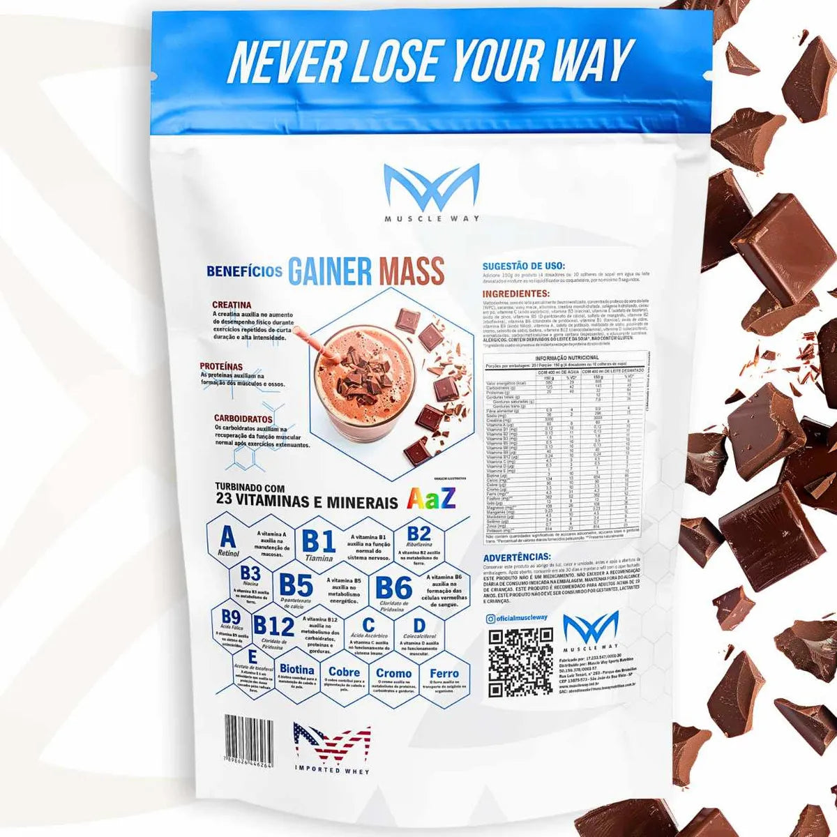 Hipercalórico Anabolic Gainer Mass 3kg Chocolate - Muscle Way