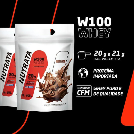 Nutrata W100 Whey Concentrado 900g refil - Double Chocolate