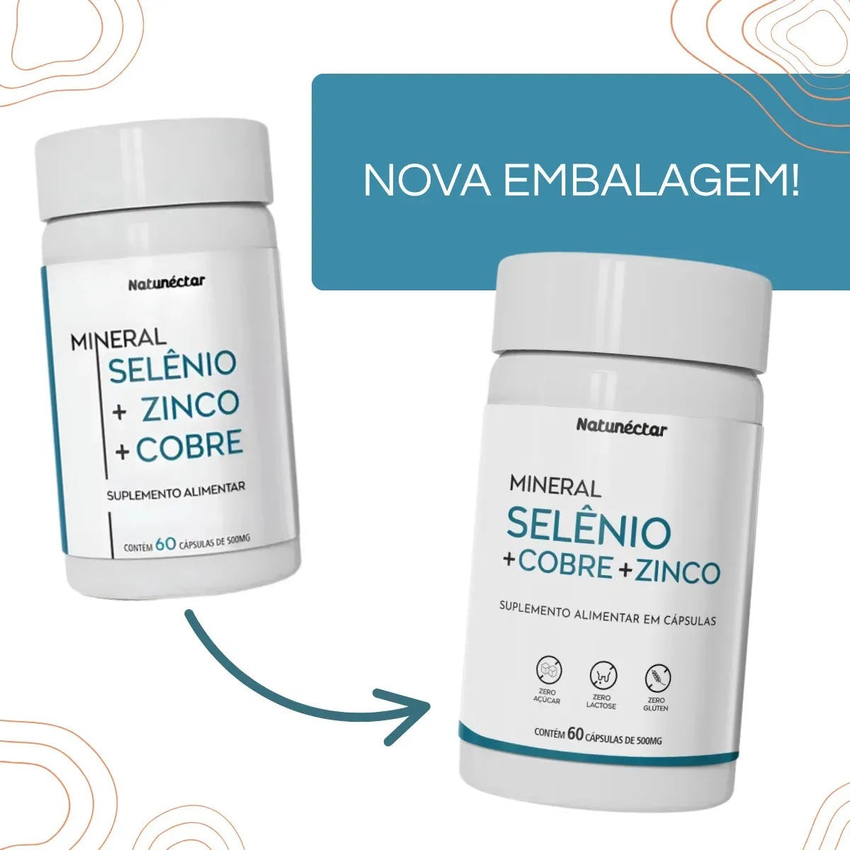 Selênio + Cobre + Zinco Natunéctar 60 Cápsulas | Guedes Suplementos