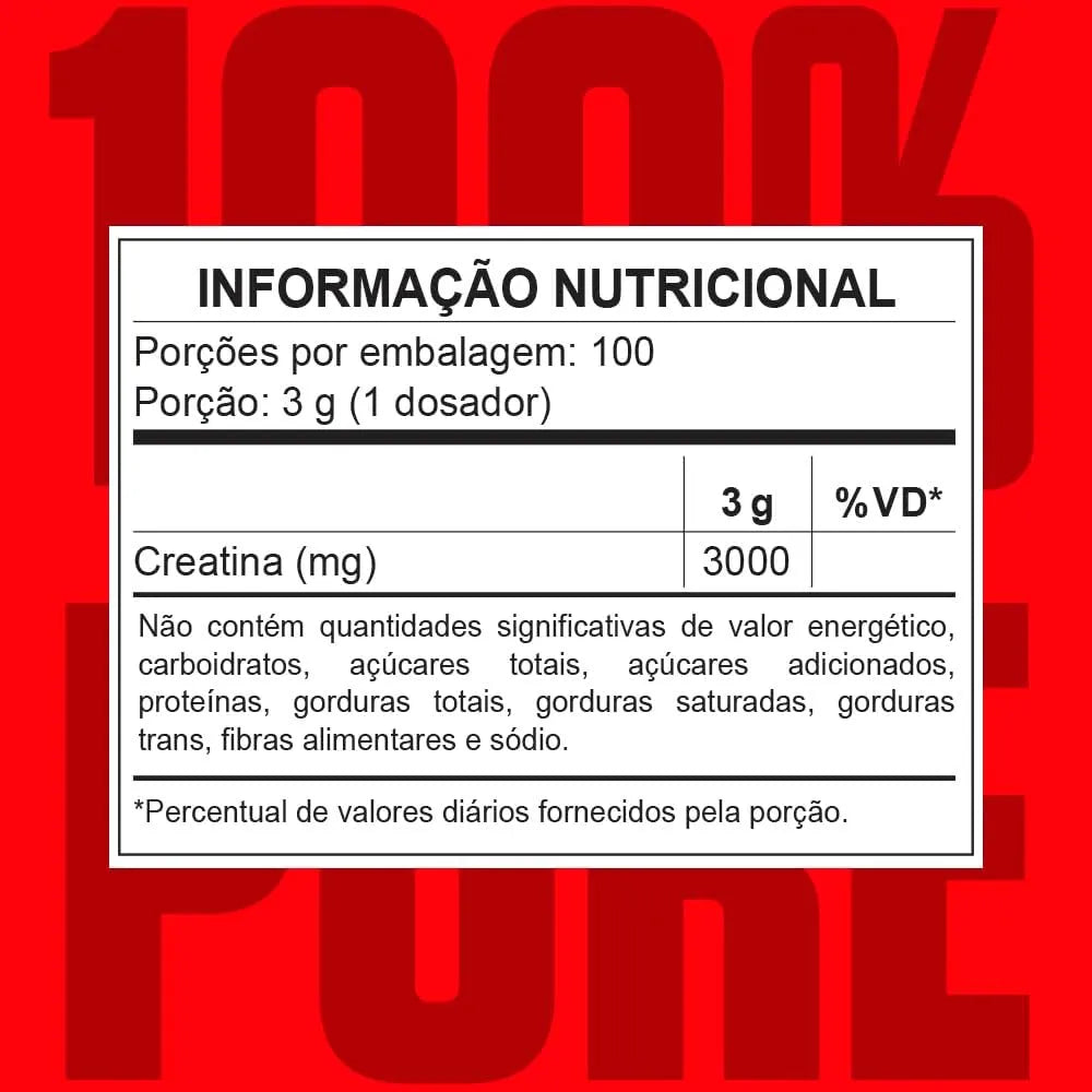 CREATINA MONOHIDRATADA 300g - 100% Pura - 3VS Nutrition