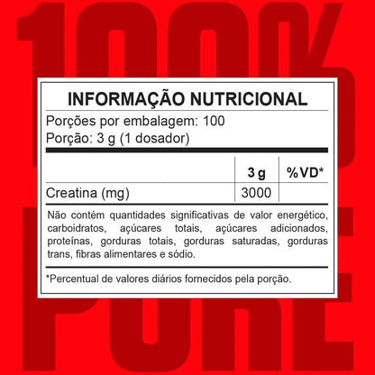 CREATINA MONOHIDRATADA 300g - 100% Pura - 3VS Nutrition