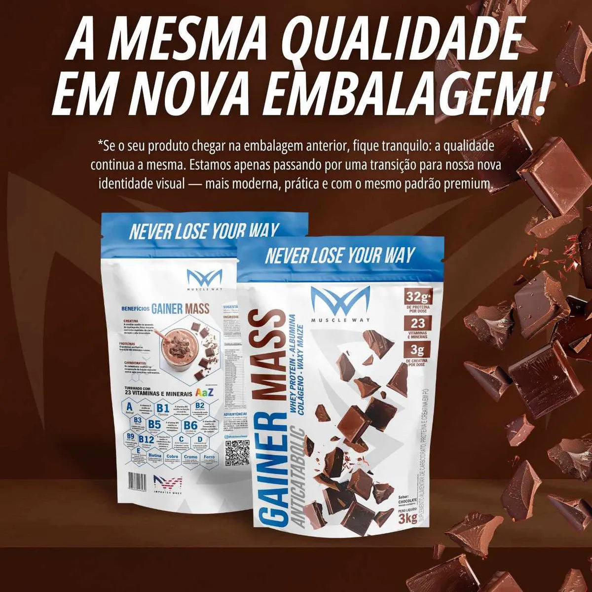 Hipercalórico Anabolic Gainer Mass 3kg Chocolate - Muscle Way