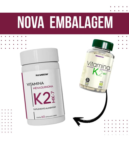 Vitamina K2 MK-7 Natunéctar 60 Cápsulas | Saúde Óssea e Cardiovascular | Guedes Suplementos