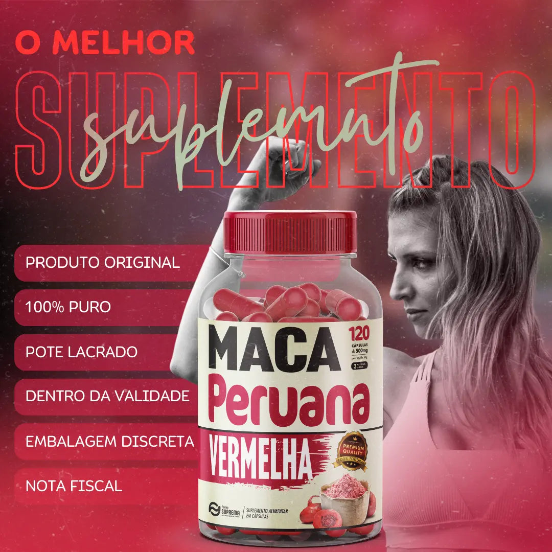Maca Red Pura + Energia Andina Vermelha 500mg 120 Cápsulas