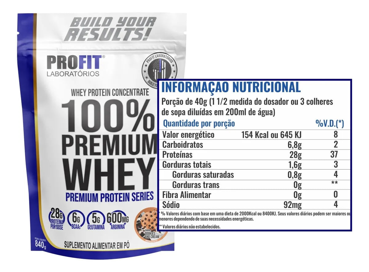 Whey Protein 100% Concentrado Premium 840g Profit Sabor Cookies