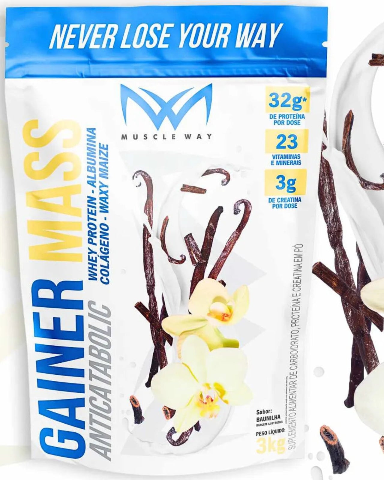 Hipercalórico Anabolic Gainer Mass Baunilha 3kg   - Muscle Way