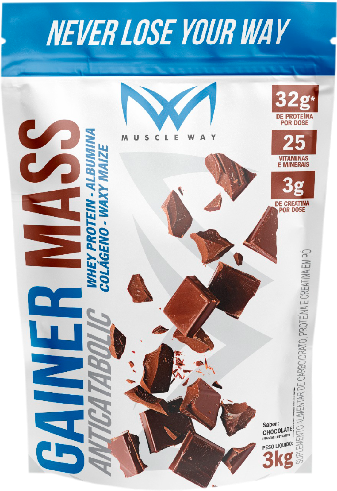 Hipercalórico Anabolic Gainer Mass 3kg Chocolate - Muscle Way