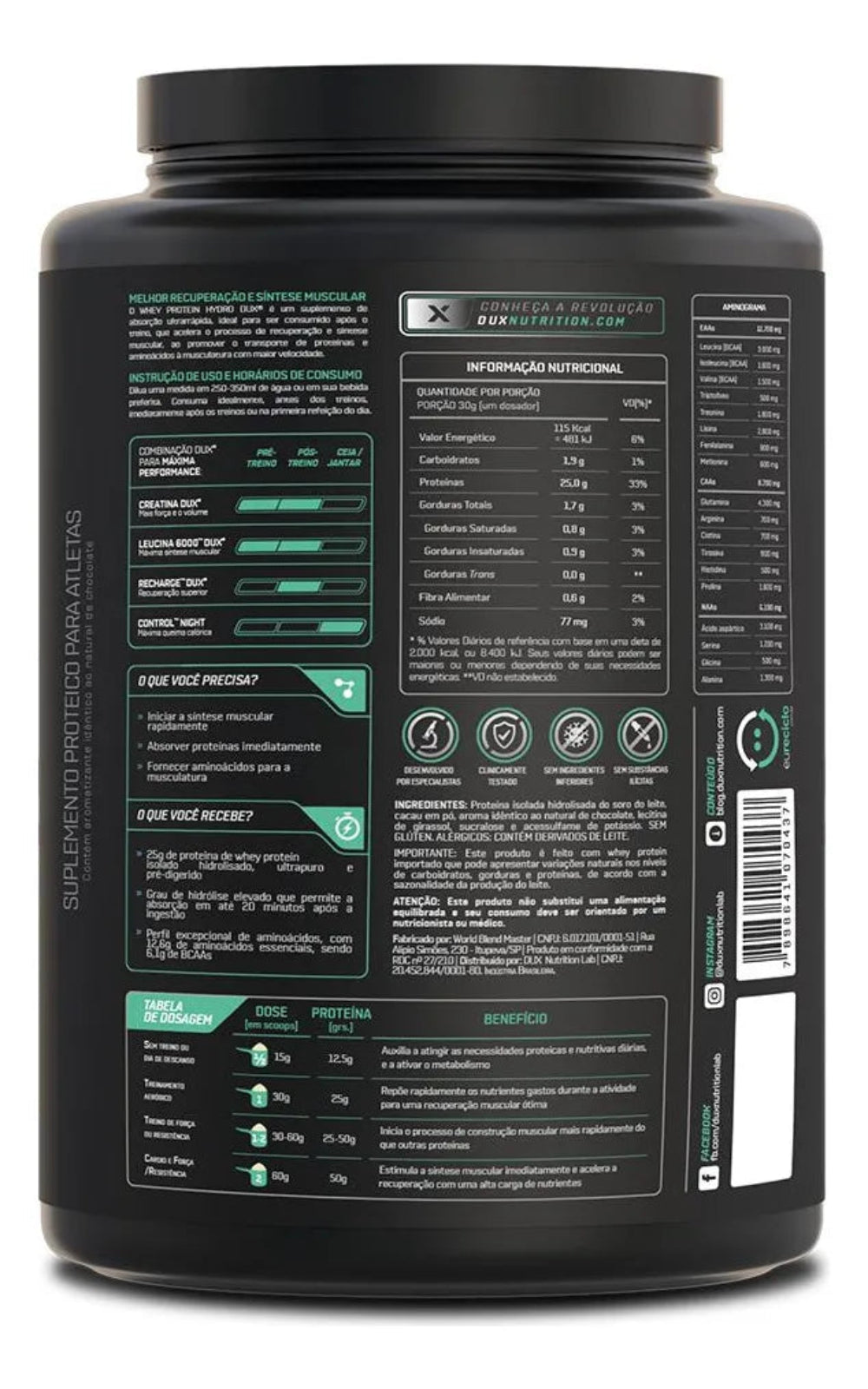 Dux Nutrition - Whey Protein Hydro - Pote 900g